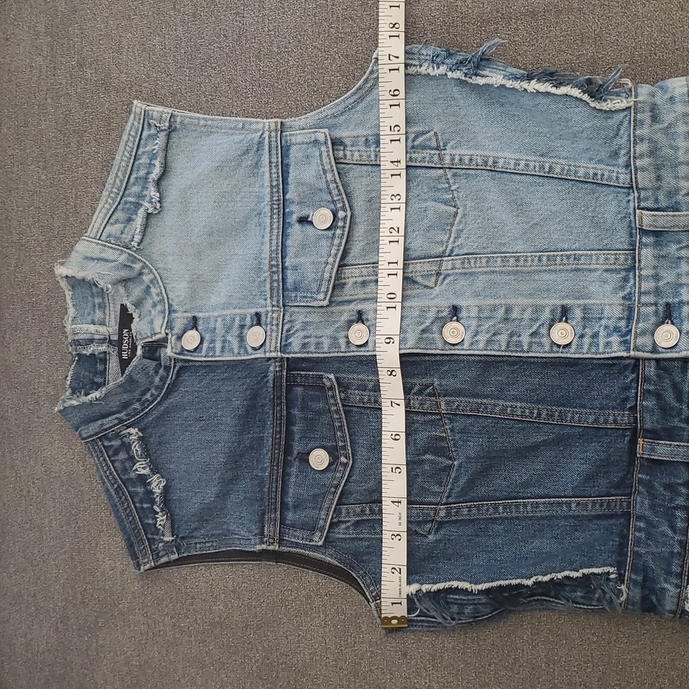 HUDSON DIY Pieced Two-Toned Distressed Button Down Sleeveless Denim Dress SIZE:M - Picture 11 of 16